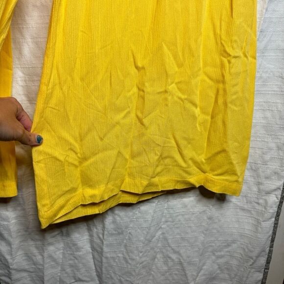 L’agence bright yellow flowy lightweight crinkle wide leg pants size small NEW - Picture 4 of 10